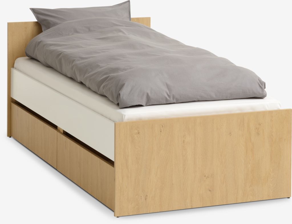 Ram kreveta BILLUND 90x200 cm bijela/hrast